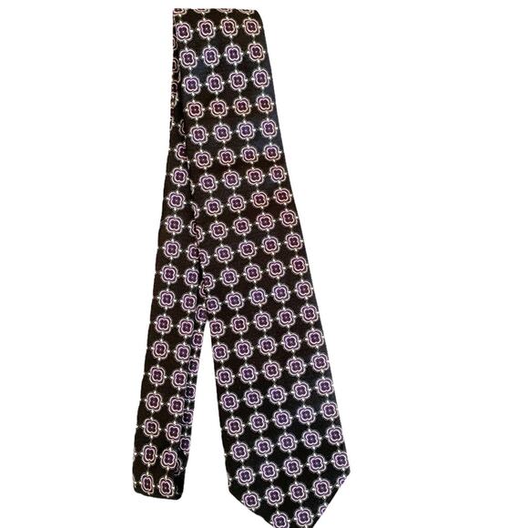Hugo Boss Black Purple Flower Medallion Silk Tie - Picture 7 of 7